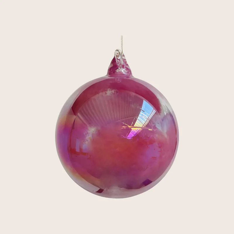 Pink Lustered Glass Ball Ornament - Shishi