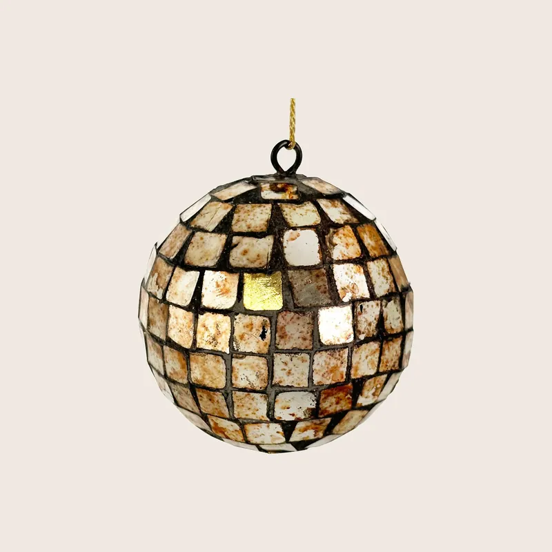 Aged Gold Mirror Ball Ornament - Shishi
