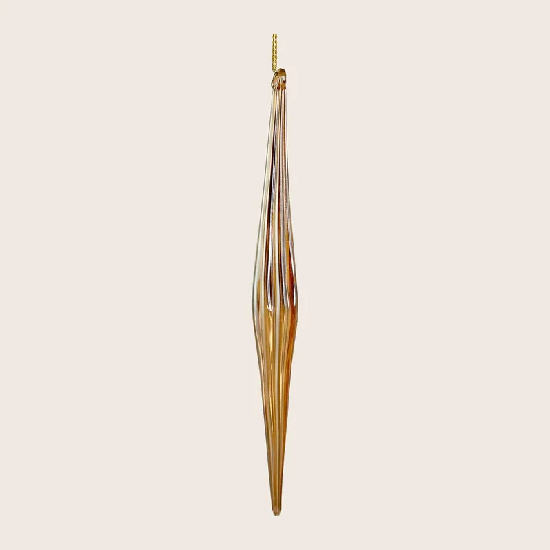 Gold Lustered Glass Icicle Drop Ornament - Shishi