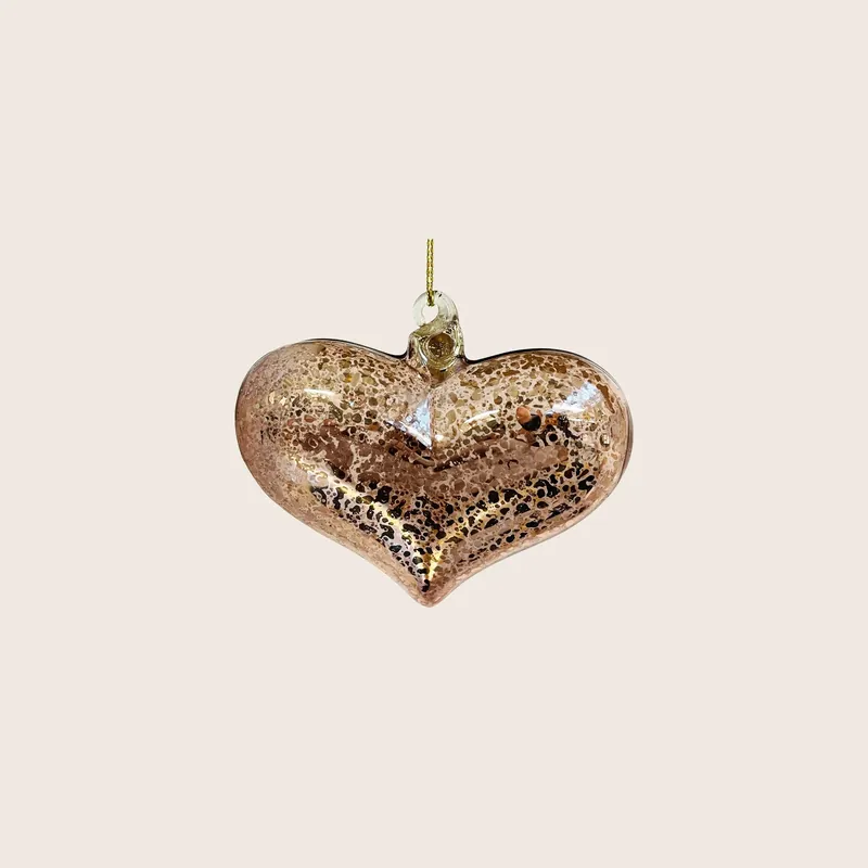 Assorted Rose Gold Heart Glass Ornament - Shishi