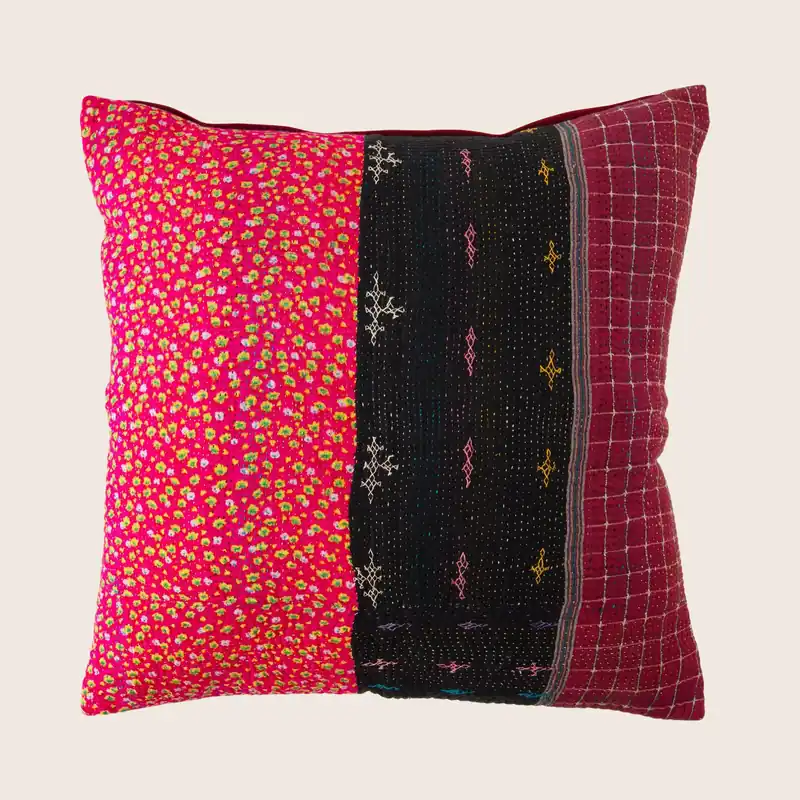 Ditsy Kantha Square Vintage Cotton Pillow - John Robshaw (Leased)