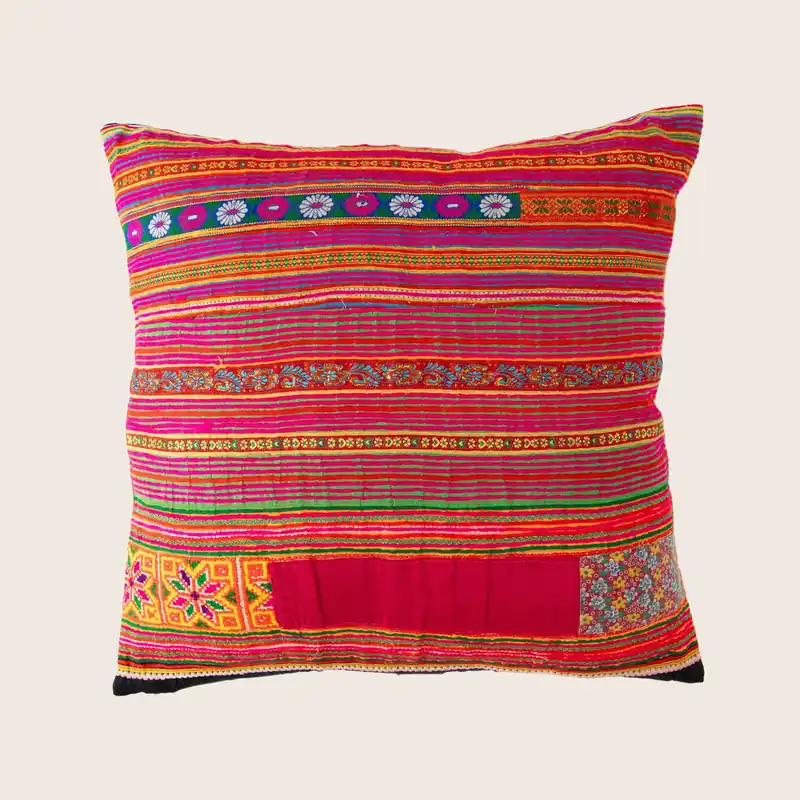 Hmong Patch Vintage Cotton Pillow - John Robshaw (Leased)