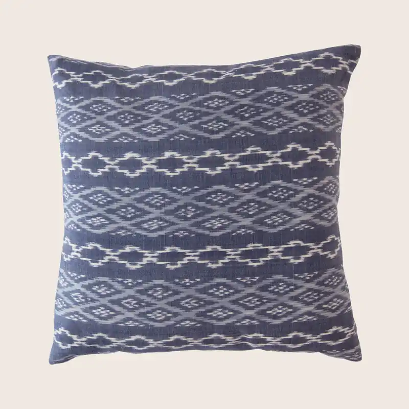 Denim Ikat Vintage Cotton Pillow - John Robshaw (Leased)