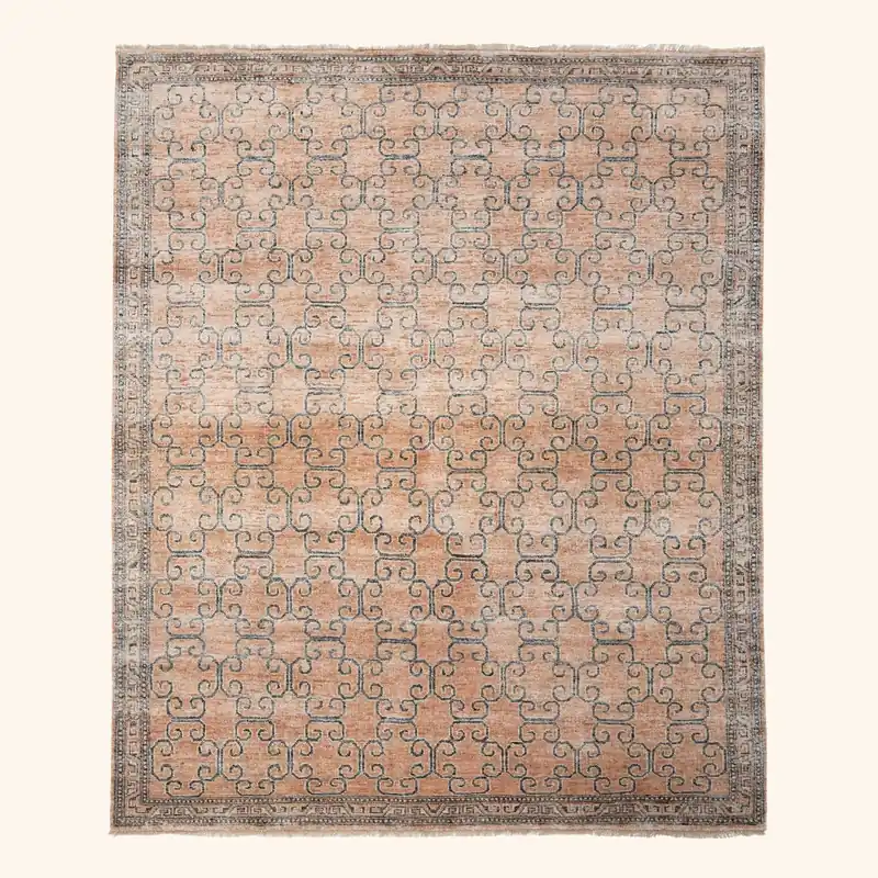 Dusty Rose Traditional Wool Silk Rug - 8' x 10'