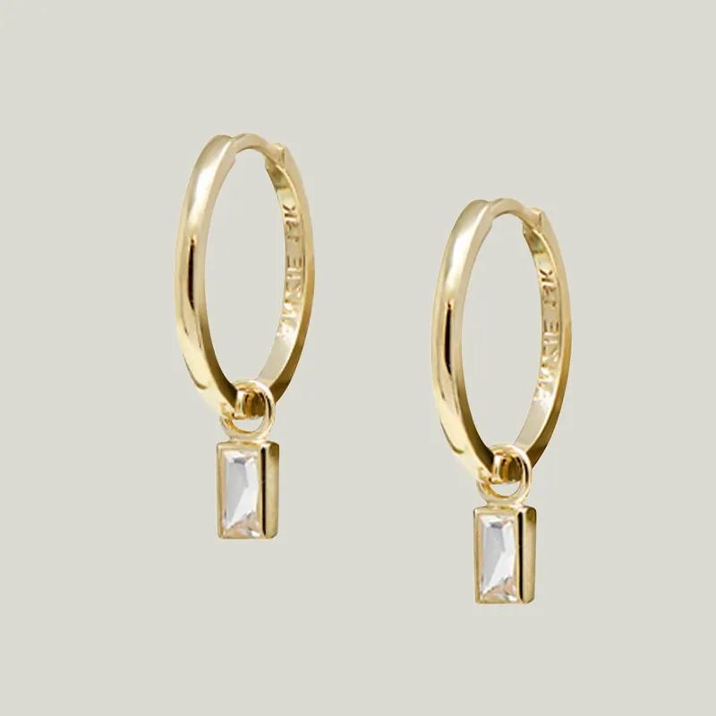 Baguette Hoop Charm Earrings - Anzie (Consigned)