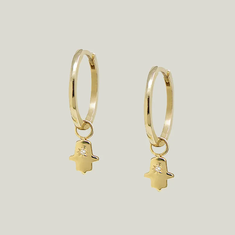 Hamsa Hoop Charm Earrings - Anzie (Consigned)