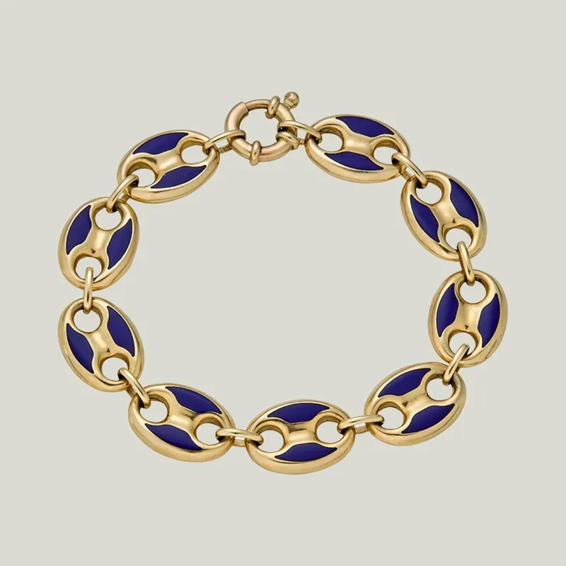 14K Yellow Gold Lapis Lazuli Coffee Bean Bracelet - Odeon Collection (Leased)
