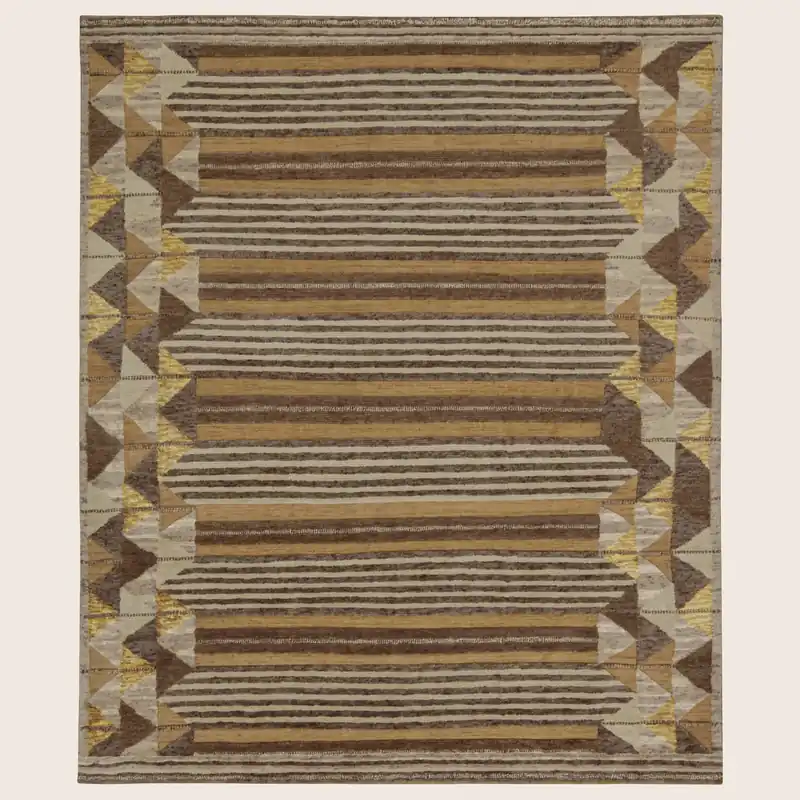 Brown Traditional Wool Rug - 8'3" x 9'11"