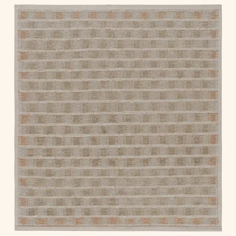 Natural & Orange Swedish Inspired Flatweave Aloe Rug - 7'9" x 8'4"