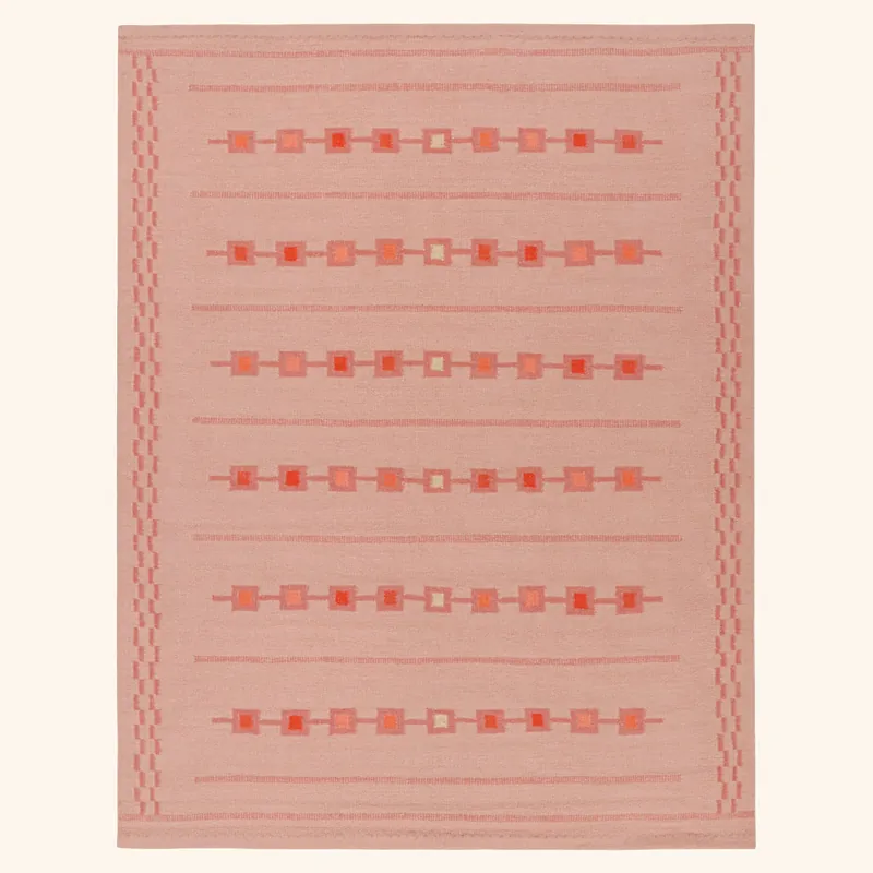 Pink Swedish Inspired Flatweave Wool Rug - 8'2" x 10'6"