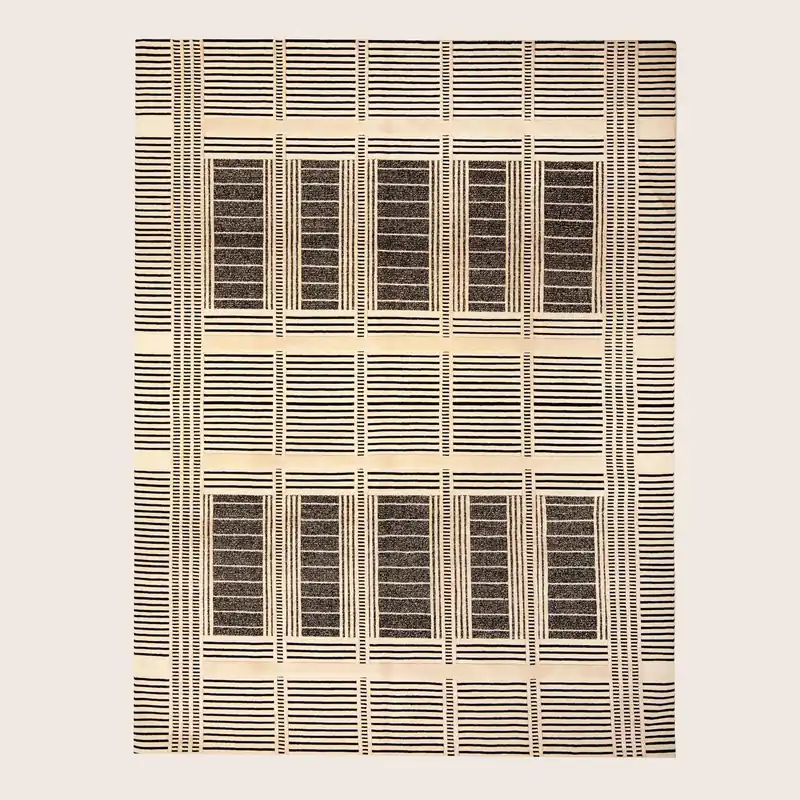 Black & White Contemporary Silk Rug - 8' x 10'