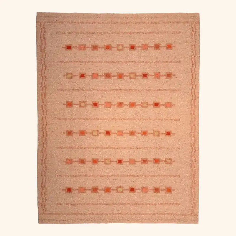 Pink Swedish Inspired Flatweave Wool Rug - 8' x 10'