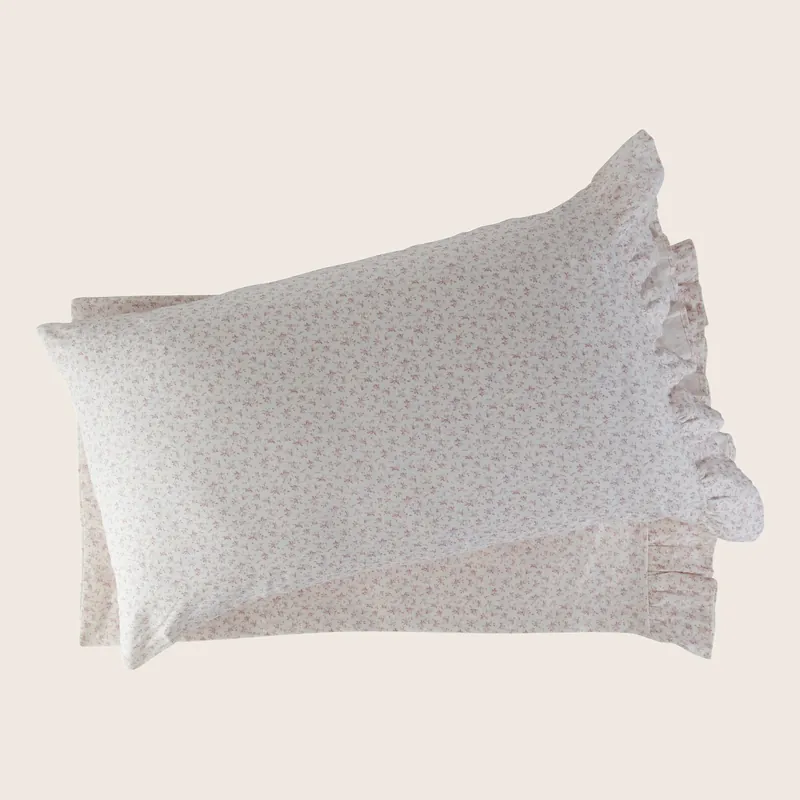 Blossom Floral Linen Ruffle Pillowcase Pair - Tessitura Toscana Telerie