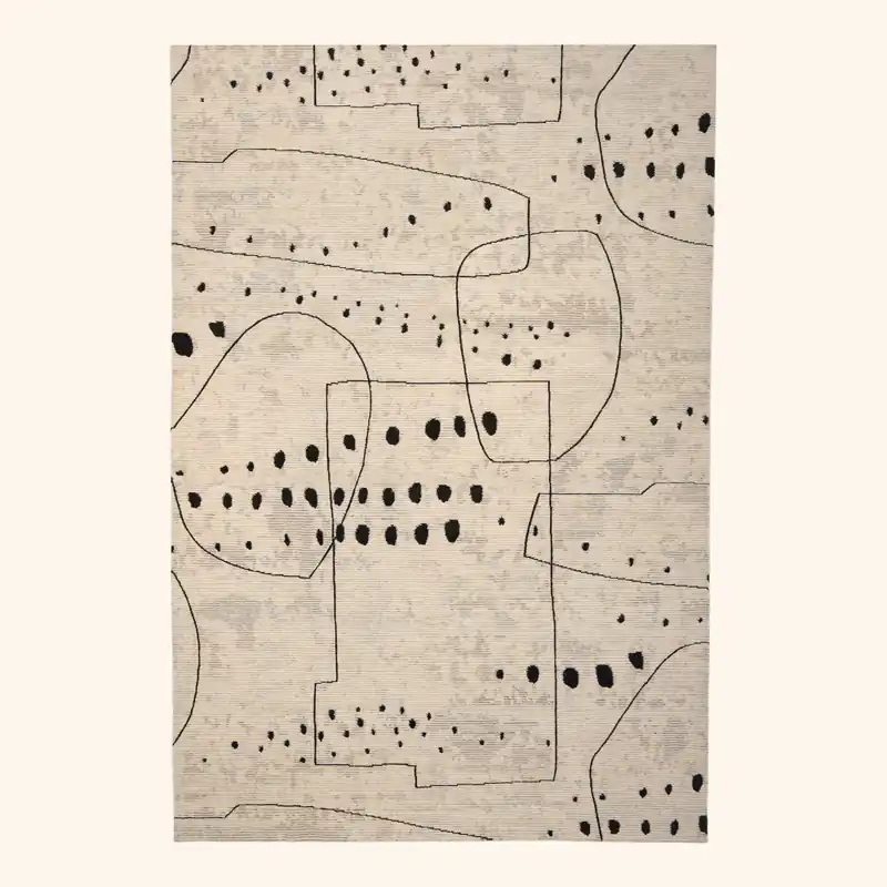 Grey Contemporary Tibetan Wool Silk Blend Rug - 6' x 9'