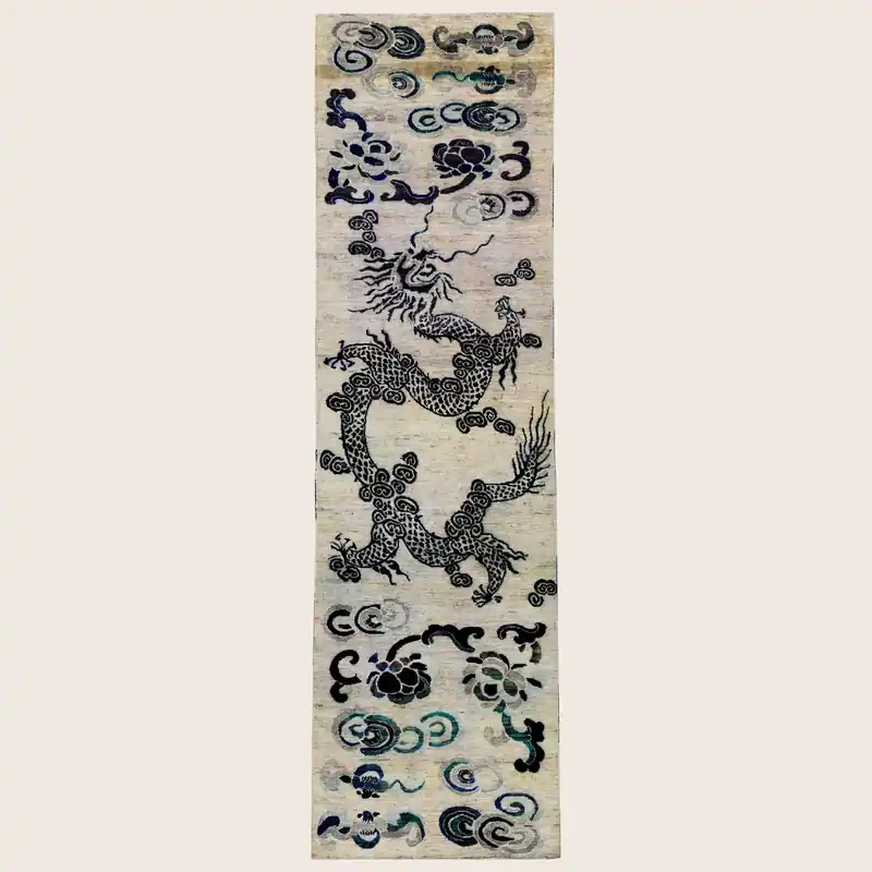 Cream Alchemy Contemporary Silk Runner - 3' x 10'8"