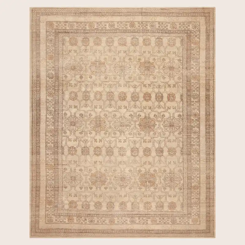 Beige Zameen Traditional Wool Rug - 8' x 9'9"