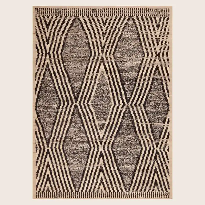 Black Zameen Traditional Wool Rug - 7'3" x 9'10"