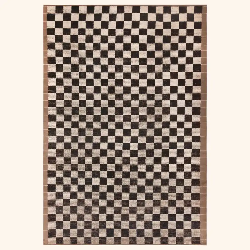 Brown Contemporary Wool Rug - 7'1" x 10'4"