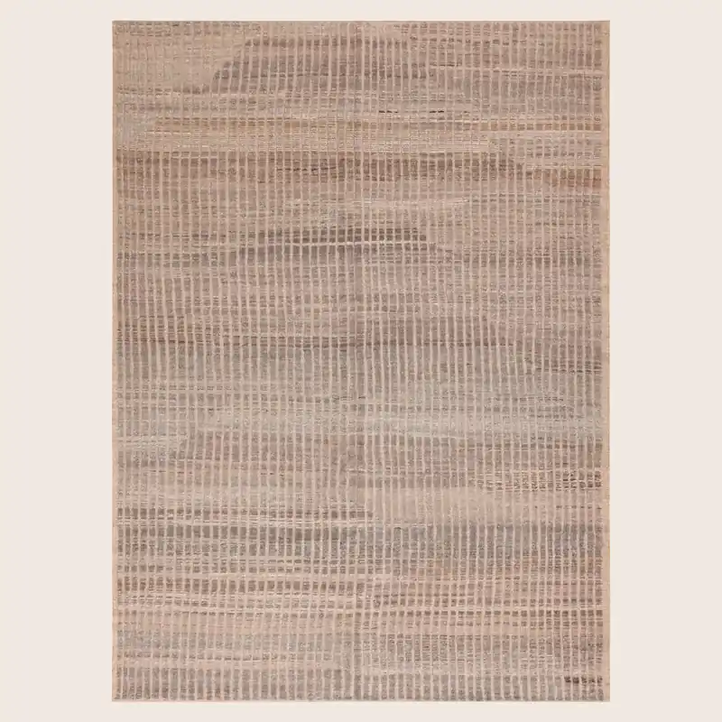 Brown Zameen Contemporary Wool Rug - 6'8" x 9'1"