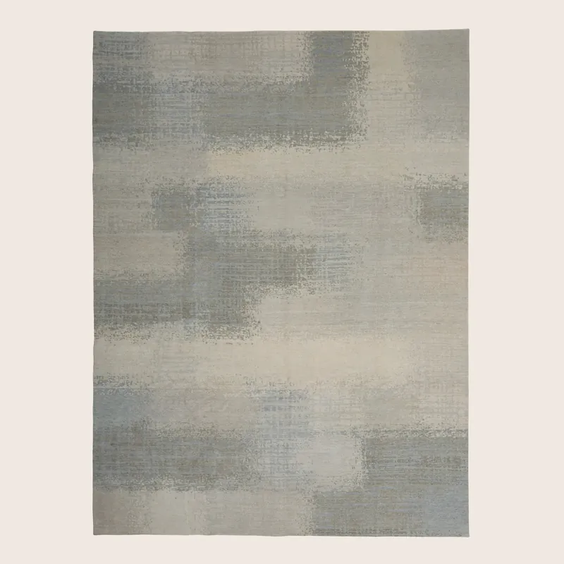 Grey Tibetan Contemporary Wool Silk Blend Rug - 8' x 10'