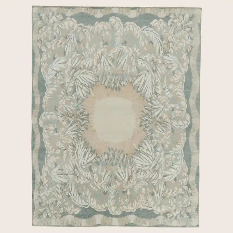 Multicolored Contemporary Wool Cotton Rug - 9'2" x 12'
