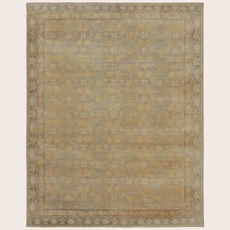 Brown Traditional Silk Rug - 7'9" x 10'1"