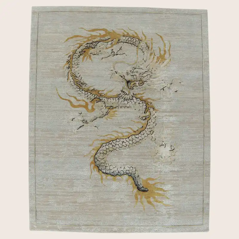 Nautral Contemporary Wool Silk Rug - 8' x 10'
