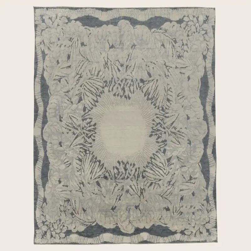 Grey Contemporary Wool Cotton Rug - 9'3' x 12'1"