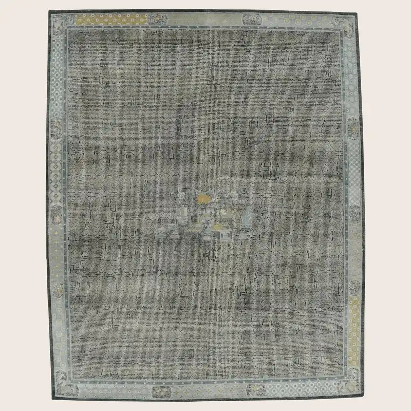 Grey Traditional Wool Silk Rug - 8'1" x 10'1"