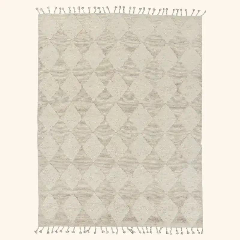 Ivory Moroccan Wool Rug - 9'3" x 12'