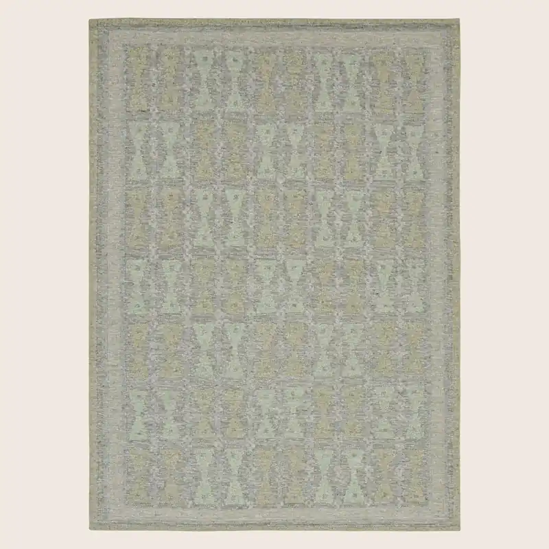 Green Swedish Inspired Flatweave Wool Rug - 8'8" x 12'1"
