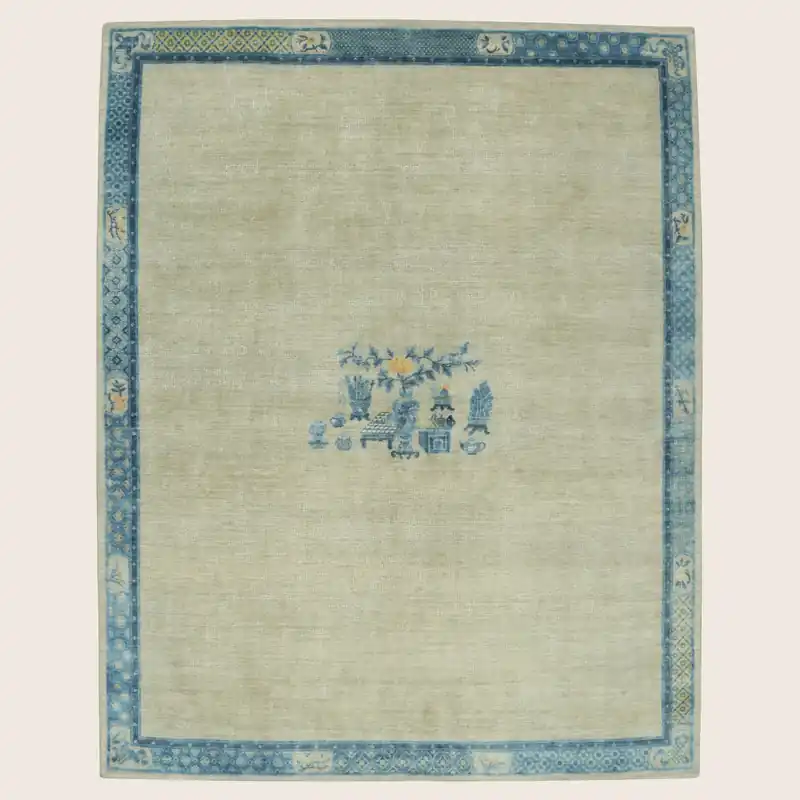 Blue Traditional Wool Silk Rug - 7'11" x 10'