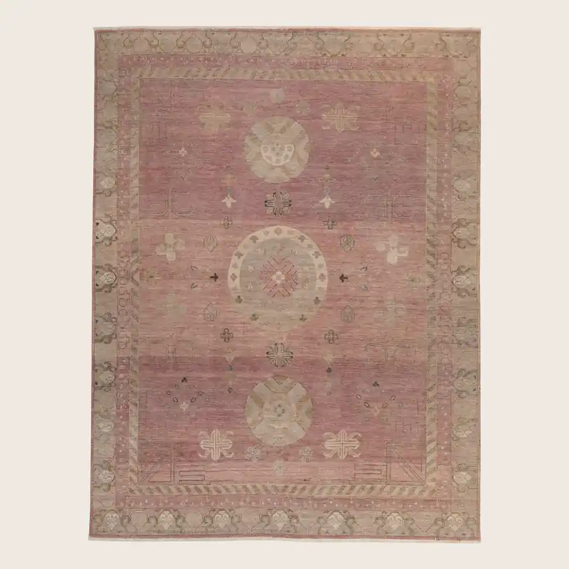 Pink Traditional Wool Rug - 8' x 10'