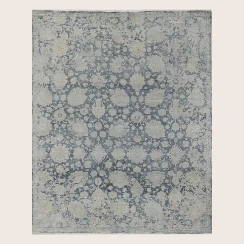 Blue Traditional Silk Rug - 8' x 10'