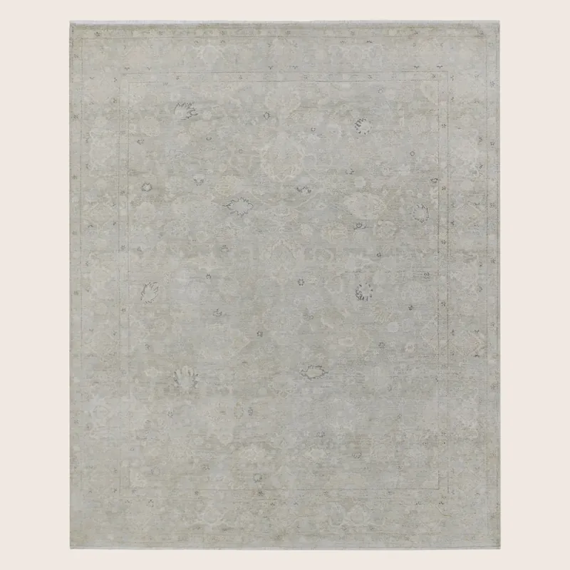 Grey Traditional Silk Rug - 8' x 10'