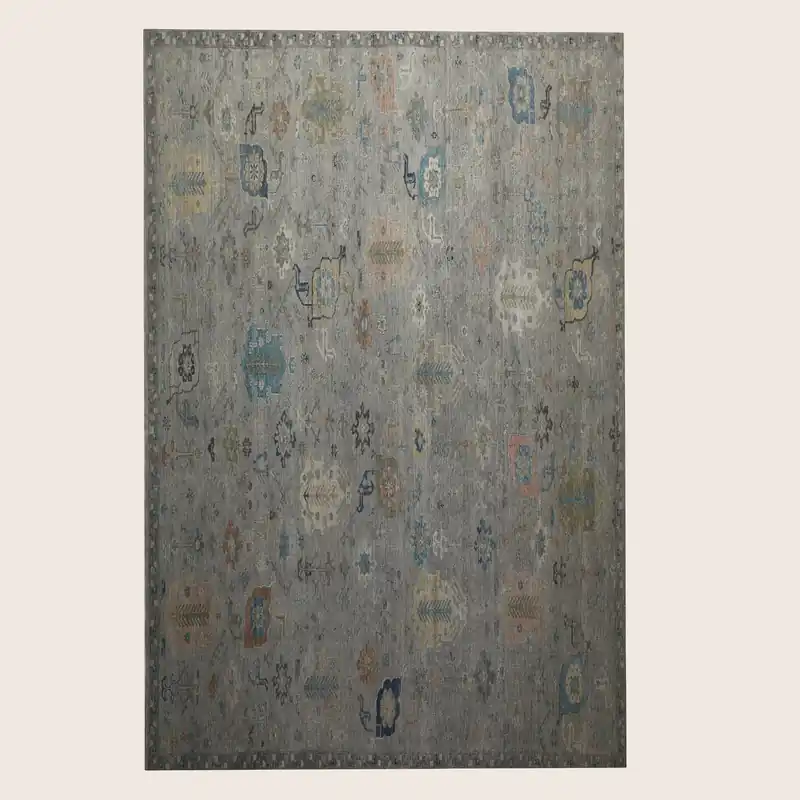 Grey Traditional Wool Rug - 8'10" x 11'11"