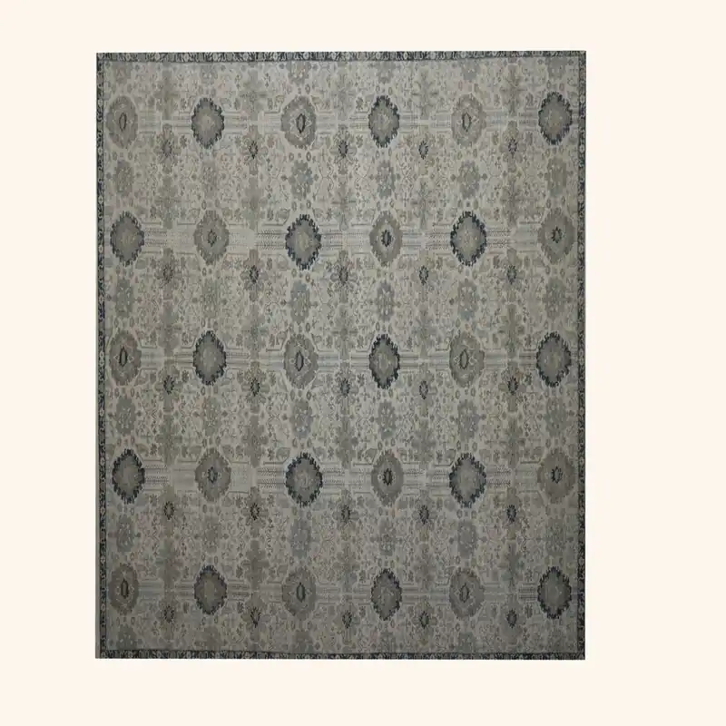 Grey Traditional Wool Rug - 10' x 13'9"