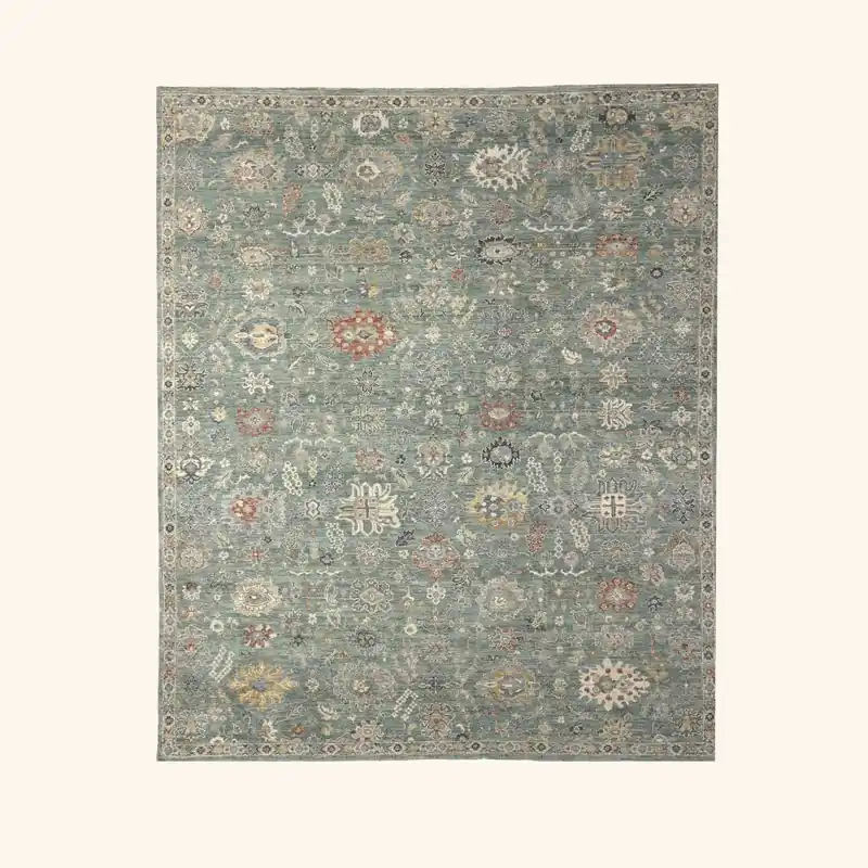 Green Traditional Wool Rug - Rupesh Kumar & Sons