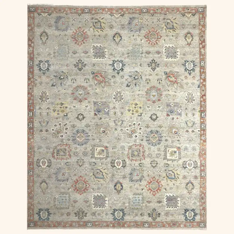 Grey Traditional Wool Rug - 8'10" x 11'6"