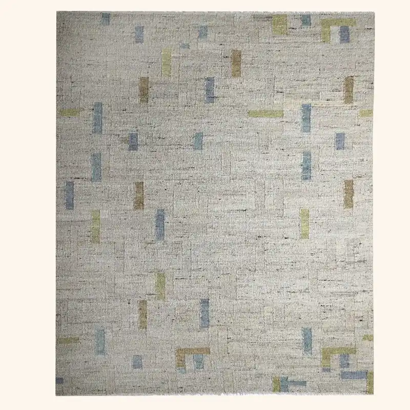 Blue Contemporary Wool Rug - 9'2" x 11'11"