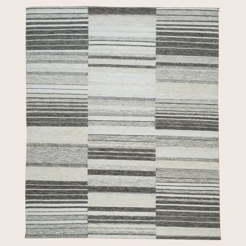 Grey Swedish Inspired Dhurrie Wool Rug - 8' x 10'