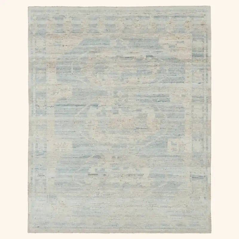 Light Blue Traditional Wool Rug - 8' x 10'