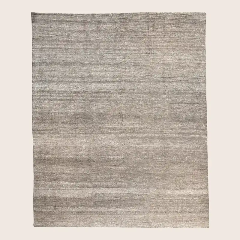 Grey Solid Silk Rug - 7'10" x 9'9"