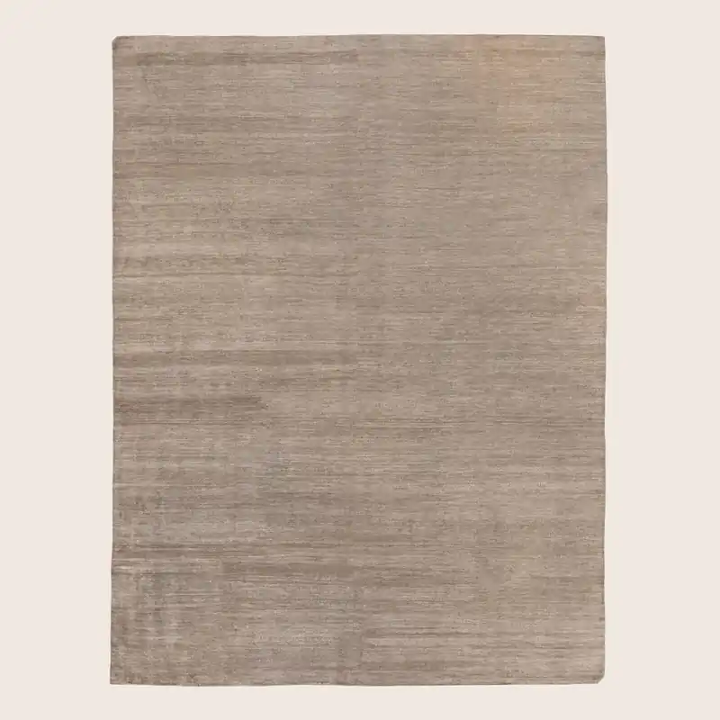 Taupe Soild Silk Rug - 7'10" x 9'11"