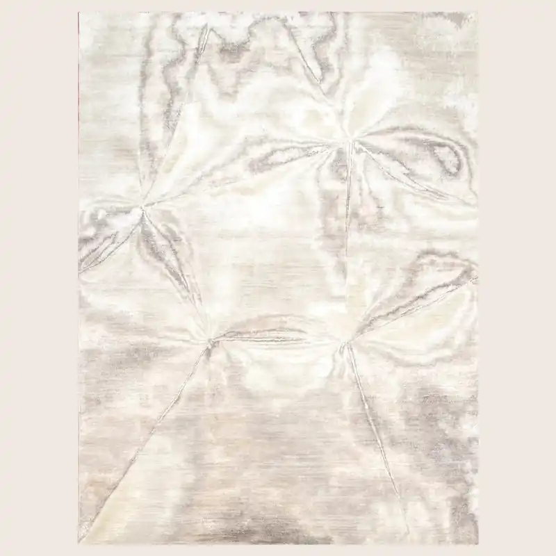 Silver Contemporary Silk Wool Blend Rug - 8'10" x 12'1"