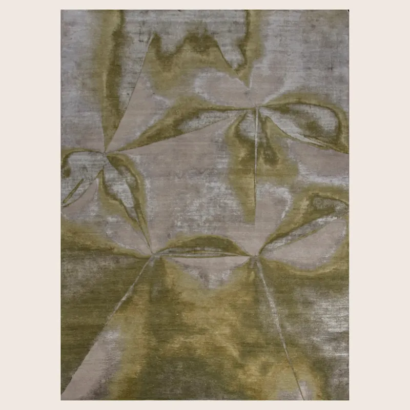 Green Contemporary Silk Wool Blend Rug - 9' x 12'1"