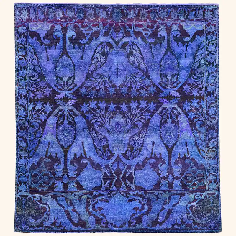 Purple Alchemy Traditional Silk Wool Blend Rug - 7'4" x 8'5"