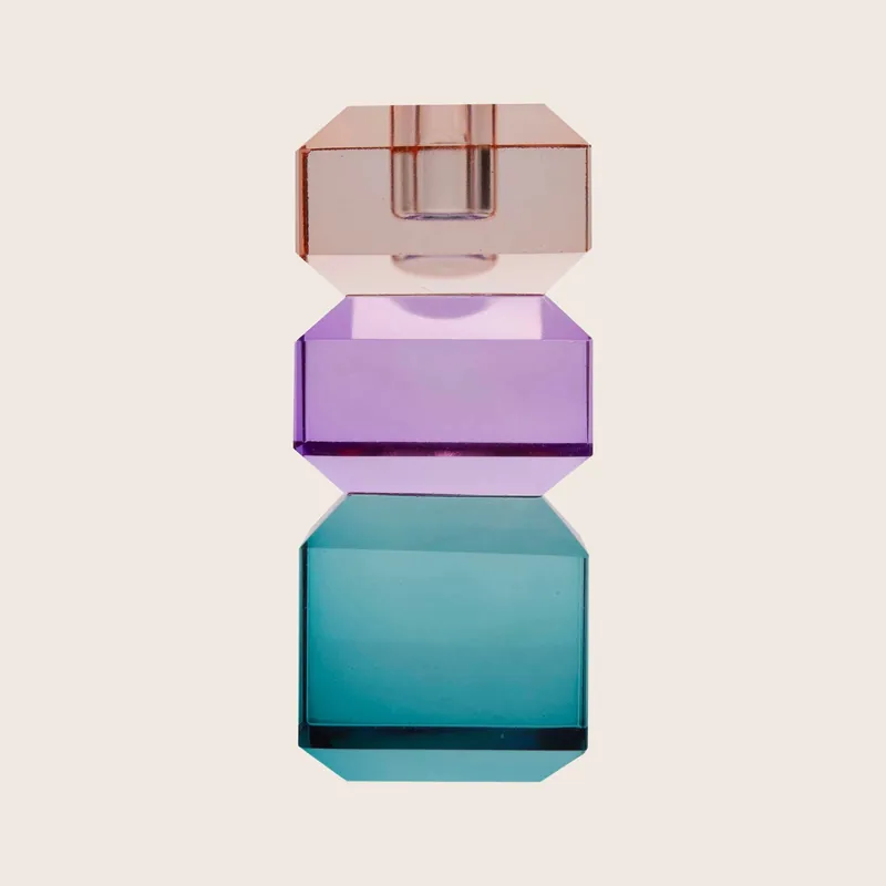 Peach, Violet & Petrol Ornamental Crystal Candle Holder - EJA International ApS