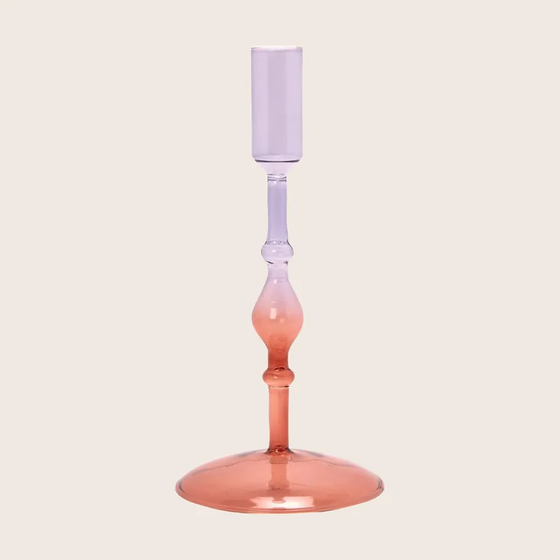 Burgundy & Purple Ombre Ornamental Glass Candlestick - EJA International ApS