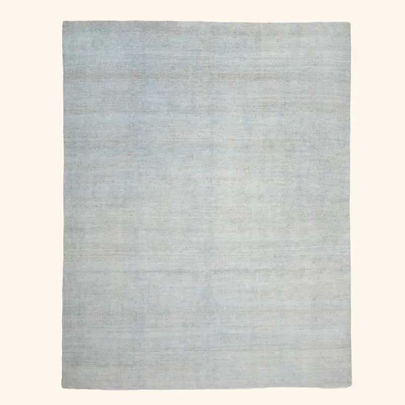 Light Blue Solid Art Silk Rug - 7'10" x 9'11"
